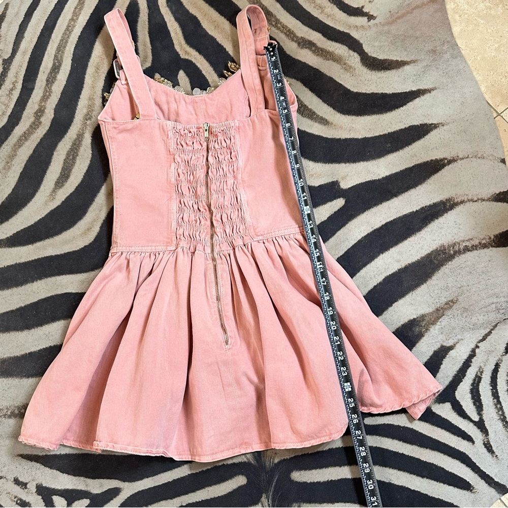PatBO Pink Denim Mini Dress with Floral Accents🌸 - Picture 14 of 17